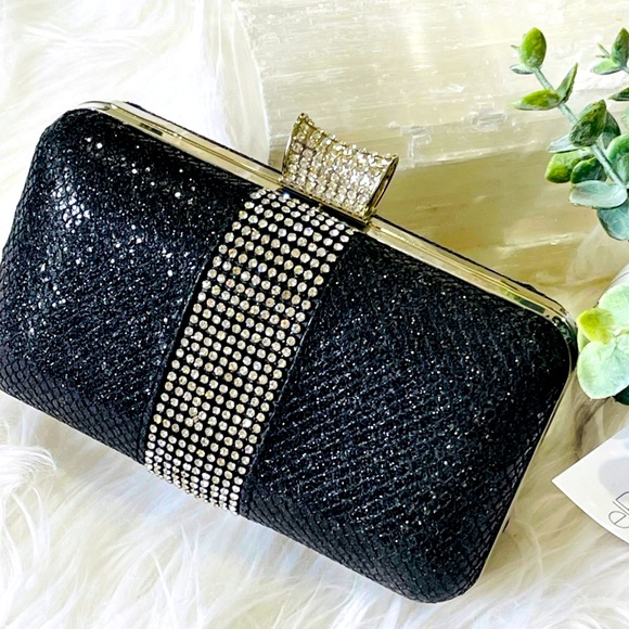 - Handbags - CRYSTAL ENCRUSTED EVENING BAG beaded EVENING BAG black w chain TIMELESS CLASSIC